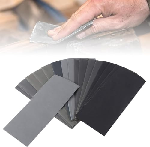 Heanvmyss Extra Fine Sand Paper,15 Sheets 80 to 3000 Assorted Grit Wet and Dry Sandpaper for Home,Craft,Wood,Metal,Polishing,Automotive(9 x 3.6 Inch)