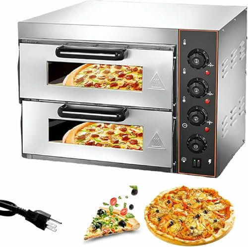 GZYHDC Forno per Pizza Commerciale, Forno Elettrico A Due Piani, Tostapane in Acciaio Inossidabile da 40 Cm, capacità di 40 L, Ideale per Ristoranti, Uso Domestico, con Timer per Pizza, Pane, Torta