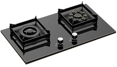 CQCCQ Piano Cottura a Gas a 2 fuochi, fornello a Gas a Doppio Uso Integrato, fornello da Tavolo a Gas Naturale/GPL, Protezione Contro la Fiamma, Campeggio Domestico(LPG)