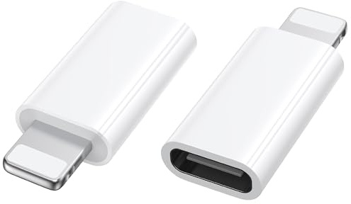Amzpas Adaptateur Lightning vers USB C 2 Pièces(Pas pour Audio/Clé USB/Écouteurs), Adaptateur USB-C vers Lightning Compatible pour iPhone 15/16 Pro/16 Pro Max/16 Plus, iPad Pro/Air (Blanc)