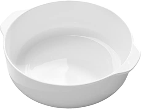 POPETPOP Plato white de Cerámica para Hornear Tartas con Doble Asa