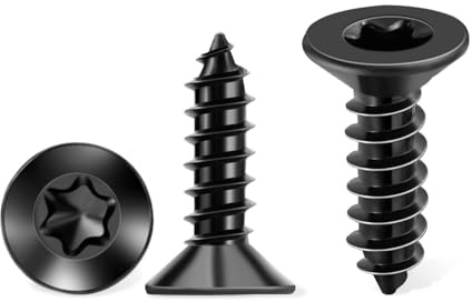100 PCS M4.8 X 12 mm Flat Head Torx Wood Screws, 304 Stainless Steel, Full Threaded & Black Coated for Durability, T25 Drive Bit Included, Multipurpose Screw by TPOHH
