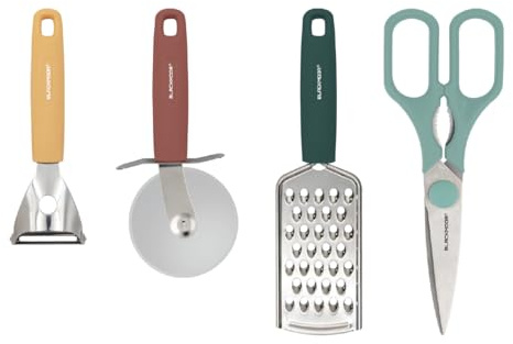 Blackmoor 4pc Utensil Set/Stainless Steel Kitchen Set/Grater, Y-Peeler, Pizza Cutter and Scissors/Food Prep Tools 68809