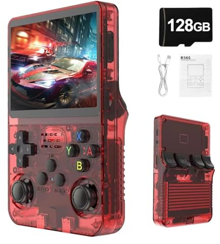 R36S Retro Game Console with 30000+ Preloaded Games, 3.5 IPS Screen, Linux OS, 128GB TF Card, 3500mAh Battery - Portable Handheld Gift
