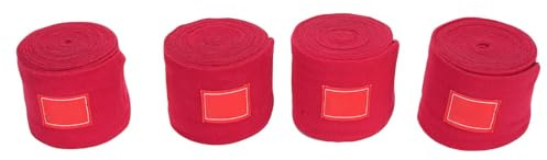 SIXRUN 10 cm Breite Pferdebandagen, Set mit 4 Polyester-Schutzbandagen, Einfach zu Verwenden für die Sicherheit der Pferdebeine Beim Training und Rennen (Rot)
