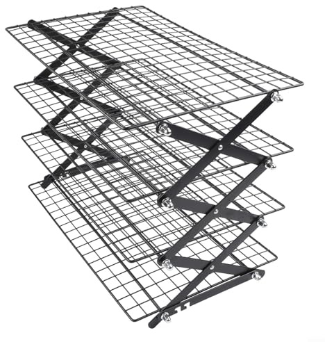 NexRen Estante de enfriamiento plegable para hornear, estante plegable apilable para asar, rejilla de alambre ajustable para galletas, pasteles, pan (cuatro capas)