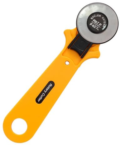 Kovcfon Taglierina rotativa in pelle con manico in plastica, per carta, pelle, tessuto, cucito, plastica, 45 mm