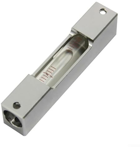 Solaughguy Livella in metallo con tubo di vetro, livello cilindro in lega di alluminio da 100 mm per allineamento attrezzature, precisione 2 mm, impermeabile e resistente alla ruggine (argento)