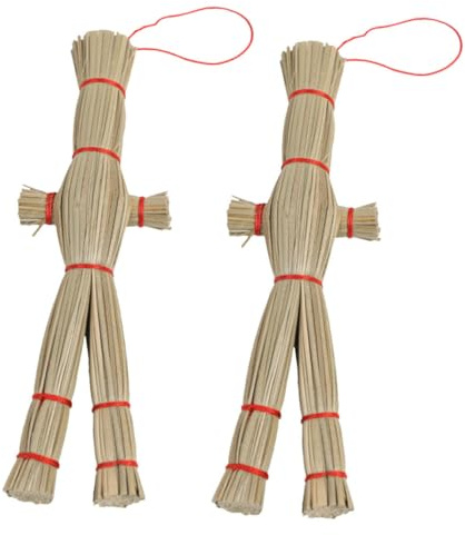 Amosfun Llaveros Espantapájaros de Paja de Trigo 2 Piezas Decoración para Fiestas de Halloween Muñecos de 18 CM de Altura Adornos Colgantes para Hogar y Eventos Festivos
