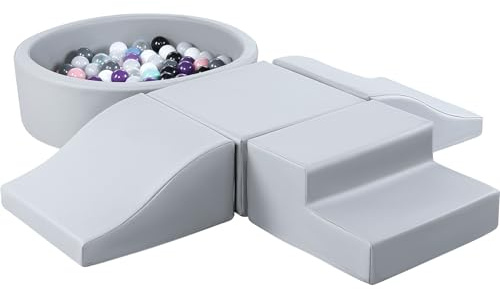 JungleDove 5 Piezas de Manta Actividades Bebe(Pelotas no Incluidas): Trabajar La Psicomotricidad Infantil-Detalles de Cumpleaños para Niños 3+ Años(Gris)