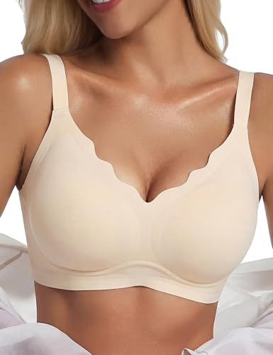 Bresdk Reggiseno Donna Senza Ferretto – Bralette Seamless, Imbottita e a Copertura Totale per Seni Generosi – Reggiseno Push-Up Confortevole, Ideale da Indossare sotto Le T-Shirt o per Dormire