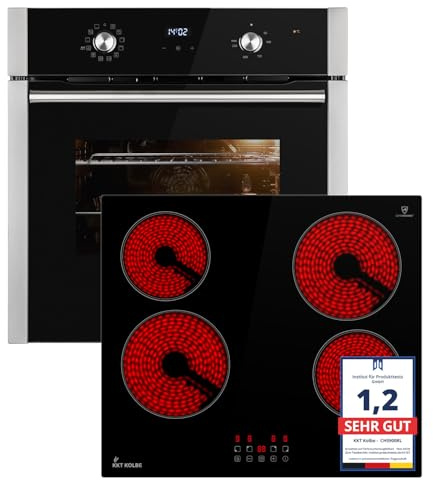 KKT KOLBE Kit de cuisinière autonome | Four encastrable BO8810SS 60 cm | Plaque de cuisson 59 cm CH5900RL | Barbecue | Air chaud | Extracteurs télescopiques | Minuterie automatique