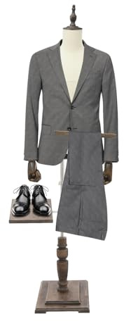 Mannequin de vitrine pour homme, style rétro, manuel, bras en bois massif et jambes aspect bois, forme de dressing, mannequin de menuisier, torse, exposition de vêtements en verre, acier, résine