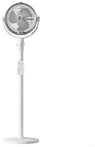 GLFLOW Kühlender Bodenventilator mit Fernbedienung, leiser tragbarer Nebelventilator mit 4 Geschwindigkeiten, oszillierender Sockel mit Fernbedienung und Timer, für den Außenbereich (weiß)