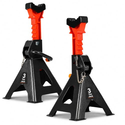 Axle Jack Stands, Lifting Car Lift Garage Workshop Steel Robust Construction Support Lift 29-43cm, Pack of 2 Car Stands 3 Tons (6,600 lbs) Durable Axle Stands