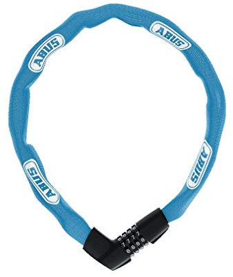 ABUS Kettenschloss Tresor 1385 – Zahlenschloss aus gehärtetem Stahl – 7 mm starke Vierkantkette – ABUS-Sicherheitslevel 7 – 85 cm – Blau