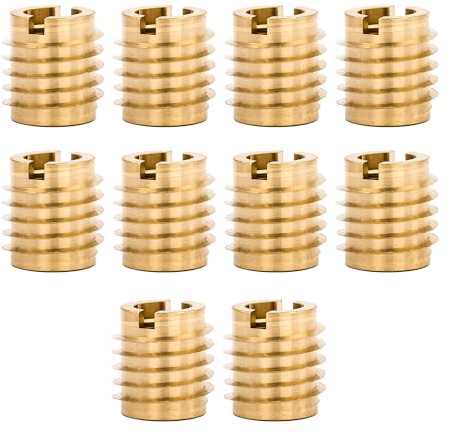 E-Z LOK Knife Threaded Insert for Hard-Wood, Brass Thread Inserts M8-1.25 Internal Threads, 0.625 Length Pack of 10