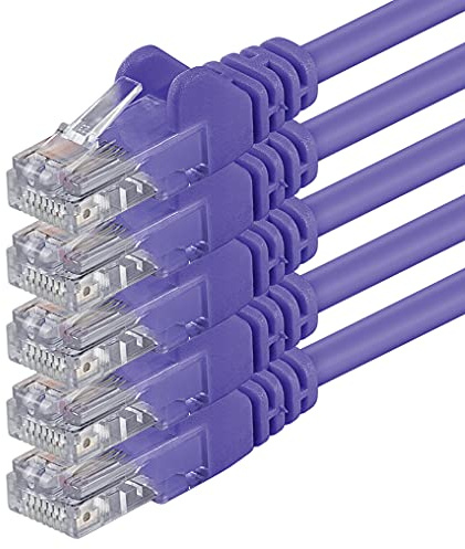 1aTTack.de 5x 3.0m Câble Réseau Cat6 Cat 6 - RJ45 Ethernet LAN DSL Routeur Modem - Violet
