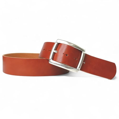 FRONHOFER Herren Ledergürtel Vollleder 4,5 cm breit, Schnalle matt silber 7,5 x 6,5 cm, Druckknopf wechselbar, Größen 95-125, Made in Germany, für Jeans und Casual Looks