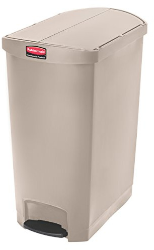 Rubbermaid Commercial Products 1883553 Slim Jim Step On collecteur à pédale en résine version etroite 90L - Beige
