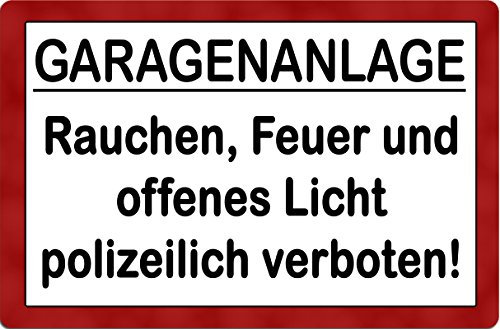 Nanyuk +++ Garage Rauchen verboten - Metall Warnschild Schild TÜRSCHILD Sign - TXT 03