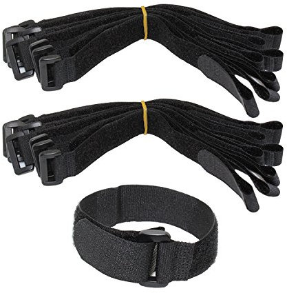LJY 16-Pack Hook and Loop Straps Nylon Cable Ties Organizer Fastener, 30 cm x 2.5 cm, Black