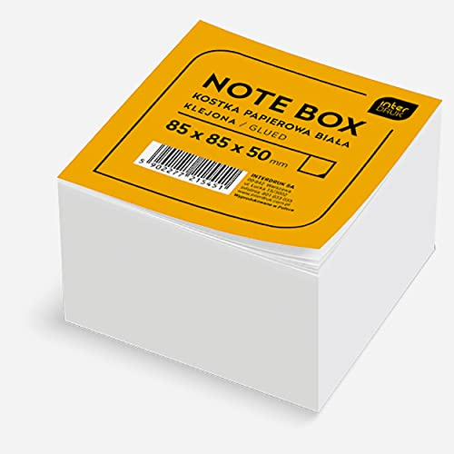 Interdruk Zettelklotz - Notizklotz - 85 x 85 x 50 mm - Circa 500 Geleimt Blätter - Weiß