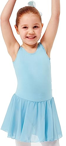 tanzmuster Ballettkleid Mädchen ärmellos - Minnie - EU Gr. 92-170 - weiche Baumwolle - Chiffonröckchen - Ballett Trikot für Kinder