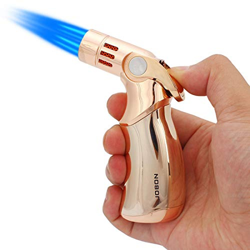 Gmjay Flamme Réglable de Briquet de Butane de Cuisine de Chalumeau avec Le Coupe-Vent en Métal Approprié Au Barbecue/a La Crème/Au Four/Extérieur,Gold