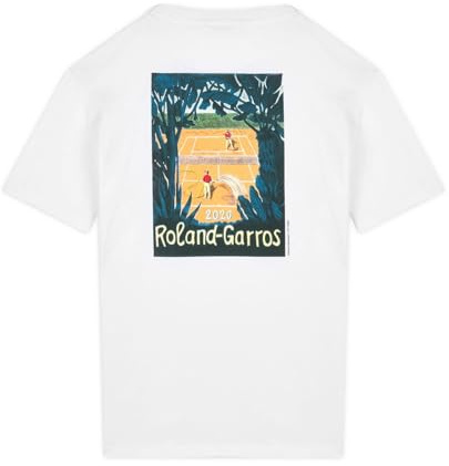 ROLAND GARROS RG Poster 2020 T-Shirt, offizielle Kollektion, Weiß, aus Baumwolle, für Herren, Größe XL, Herren, 1 Stück