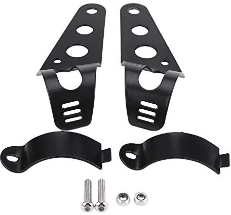 Soporte de faro, 2 piezas 35-43mm Soporte de montaje de faro de motocicleta Abrazaderas Soporte de lámpara de cabeza Kit de abrazadera de tubo de horquilla para Chopper Cafe Racer(Negro)