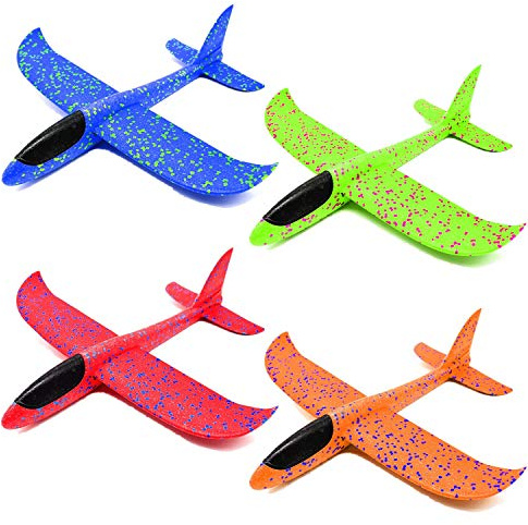 Queta 4 Packs Airplane Glider, Hand & Throw Foam Aircraft, Manual Throwing Plane, Outdoor Toy Plane (Modell 1)