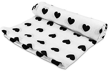 Eyand Baby-Musselin-Tücher - Soft Bambus Baumwolle Swaddle Decke, Herz-Druck-Baby-Muslin Decke 120 x 120 cm