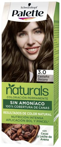 Schwarzkopf Palette Naturals Color Creme - Tono 3 cabello Castaño Oscuro - Coloración Permanente – Óptima cobertura de canas – Colores naturales
