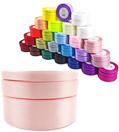Sepkina Satinband Schleifenband Dekoband Band Bastelband Geschenkband Nähband Zierband Satin Rosa Baby Hellrosa Pink Light 25mm 0,32€/M (Rosa, 25)
