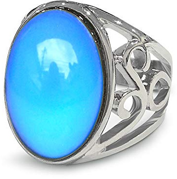 FUN JEWELS Classic Multi Color Change Oval Crystal Stone Emotion Feeling Statement Mood Ring For Women Men Size 6-10