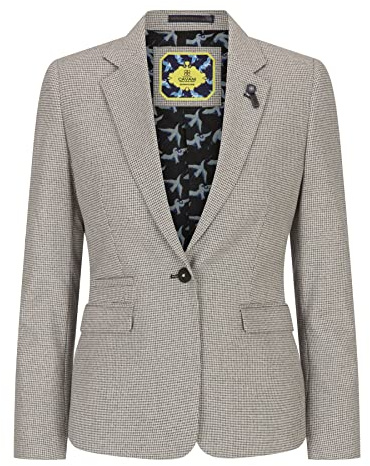 TruClothing.com Damen Tweed Blazer Beige Wolle Klassische Jagdjacke Vintage 1920er Retro - beige 38