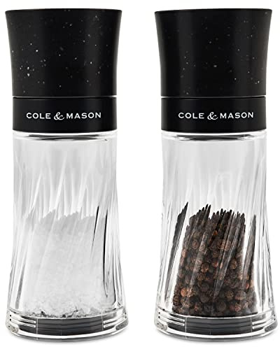 Cole & Mason H312103 Warwick Salz- und Pfeffermühlen-Set, ABS-Kunststoff, 150 mm, Schwarz/Transparent