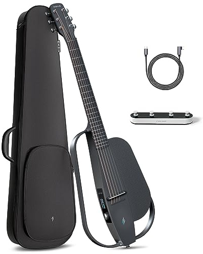 Enya NEXG 2 Elektro-Akustische Gitarren aus Kohlefaser mit Effektpedal | 38'' eingebaute 80 W Lautsprecher für Erwachsene Anfänger Reisegitarre Konzert Party (Basic Schwarz)