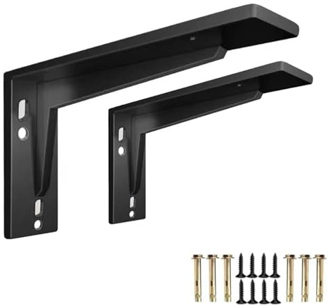 2 Stück Schwerlastträger Kaltgewalzter Stahl Regalträger Metall Regalwinkel Regalhalter 90 Grad Wand-Winkel Regalhalterung,für Zimmer,Büro,Küchen,mit Schrauben,Schwarz (60cm)