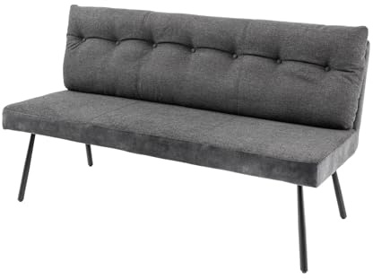 Riess Ambiente Sitzbank Big George - 160cm - anthrazit - Samt Metall-Beine | montiert geliefert, hohe Belastbarkeit, hoher Komfort, Taschenfederkern, modernes Design, angenehme Haptik