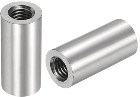 sourcing map Lot de 5 écrous de connexion ronds M8, écrous d'accouplement en acier inoxydable 304, 30 mm de long, écrous à tige pour support, M8 x 30 x 14 mm