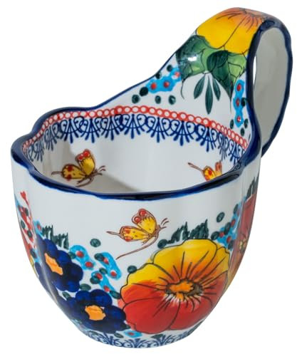 ALMA 20oz Handpainted Ceramic Soup Bowls For Women, Microwave Safe Soup Bowl with Loop Handle, Decorative Candy bowl, Cereal Bowl Great for Snack, Stew, Ice cream-Vivid Sights Theme
