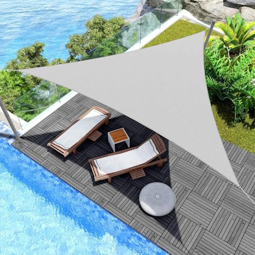 JAMATA Tenda Vela Triangolare 300x300x430cm, Telo Ombreggiante Impermeabile e Anti-UV 95%, Tessuto Oxford di Alta Qualità, Ideale per Giardino, Balcone e Terrazza, Include Kit di Montaggio con 3 Corde