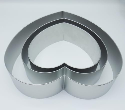 I ENJOY+ Cake Ring, Stainless Steel,3PCS Mousse Ring Mould，Cake Tin Crumpet Rings,Kitchen Baking Mould for Dessert,5/6/8 inch Heart