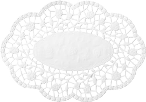Demmler Tortenspitzen - Rund - Tortendekoration - Tortenunterlage - Oval: 24 x 17 cm - Farbe: Weiß - 250 Stück - Made in Germany
