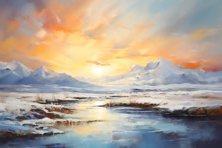 adrium Acryl-Bild 60 x 40 cm: Arktische Landschaft. Ölgemälde-Stil. Impressionismus. Generative KI. (214402967)