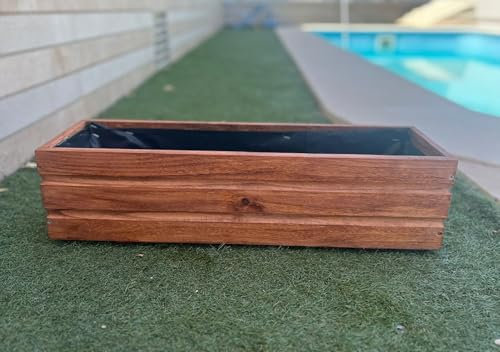 Viparplant Macetero de Madera para Plantas de Exterior e Interior, con plástico impermeabilizante, Hecho a Mano, Grande de Distintas Medidas (80 x17x17)