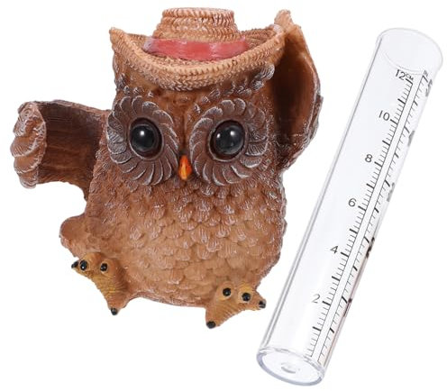 MOBUTOFU 1stück Owl Statue Regenmesser Wetterfester Dekorativer Niederschlagsmesser Für Garten Präzise Messung Mit Klaren Markierungen Für Gartenpflege Und