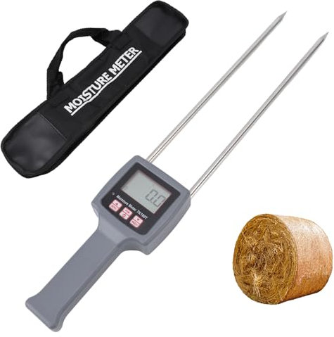 TK100H Heu-Feuchtigkeitstester, Präziser Getreidefeuchtetester mit Sonde, Tragbares Heu-Feuchtigkeitsmessgerät für Getreidestroh, Kleie, Futtergras, Leymus Chinensis, Luzerne